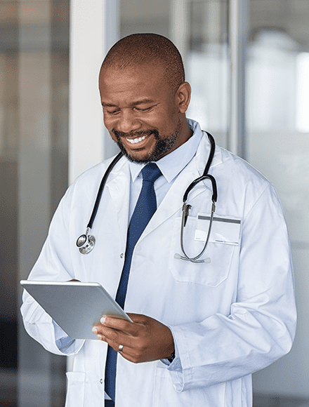 A picture of a smiling doctor