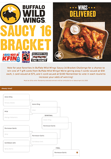 KFIN-FM Buffalo Wild Wings bracket