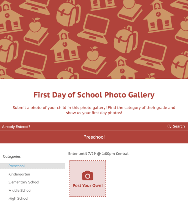 First Day of School Photo Gallery