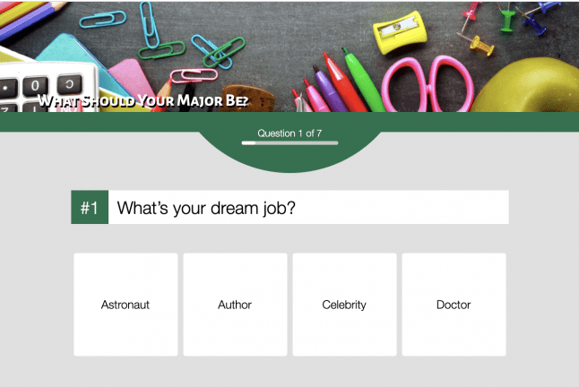 What Should Your Major Be? turnkey quiz