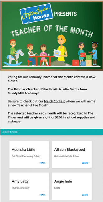 Teacher of the Month from Gainesville times